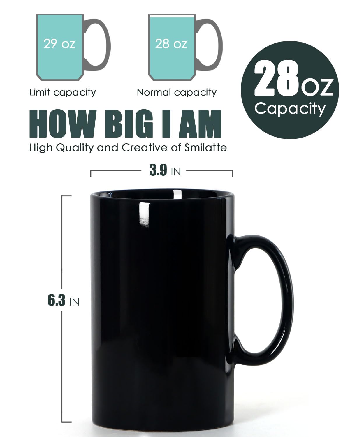 Smilatte M018, taza con manija ergonómica para agarre cómodo