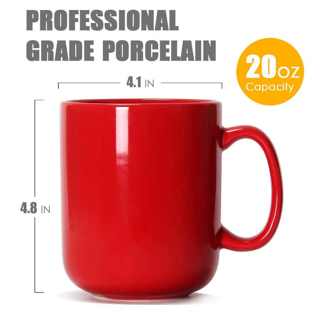 Smilatte Taza 20 onzas roja, apta para lavavajillas y microondas.