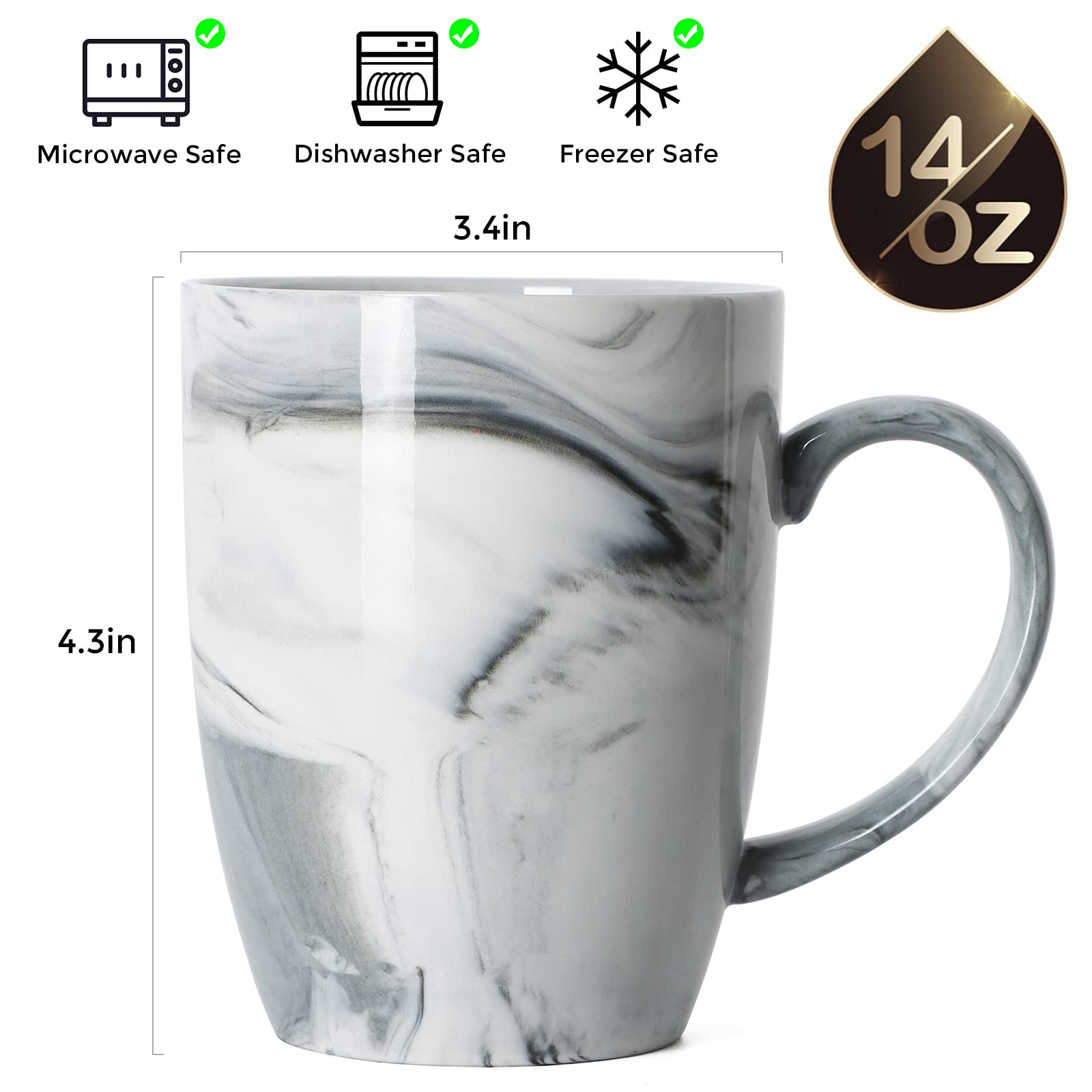 Taza Smilatte marmol gris, diseño unico y mango ergonómico