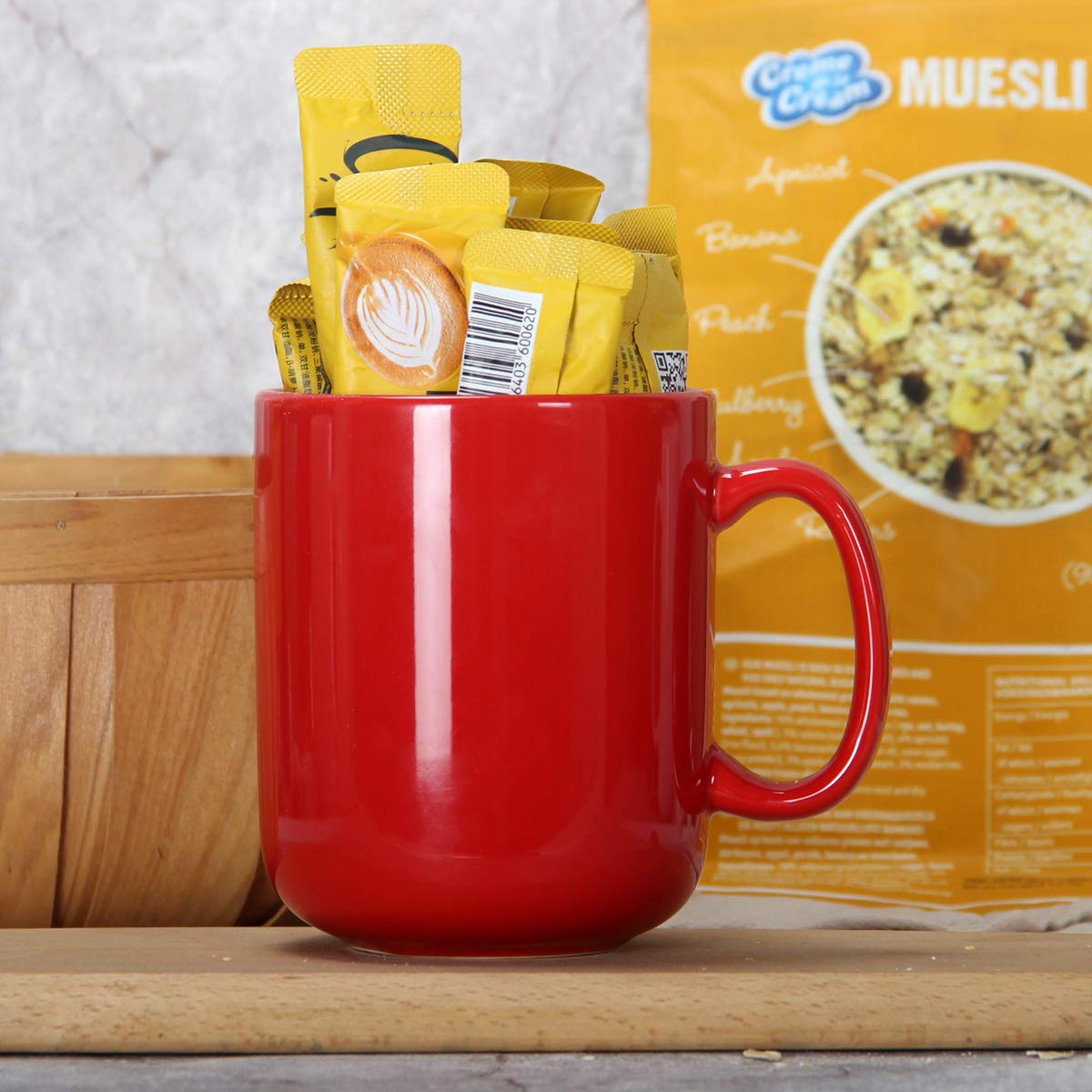 Smilatte Taza para cereal y café, versátil en una sola pieza.