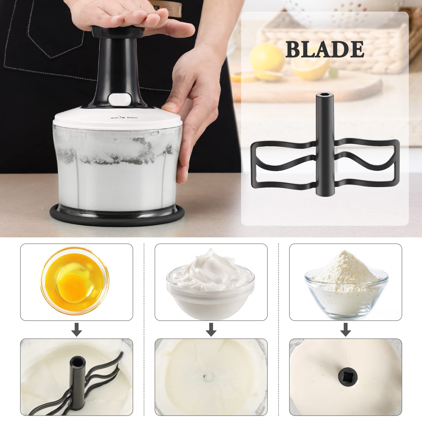 Smile Mom picadora manual capacidad 1.2 L facilita recetas en porciones grandes.