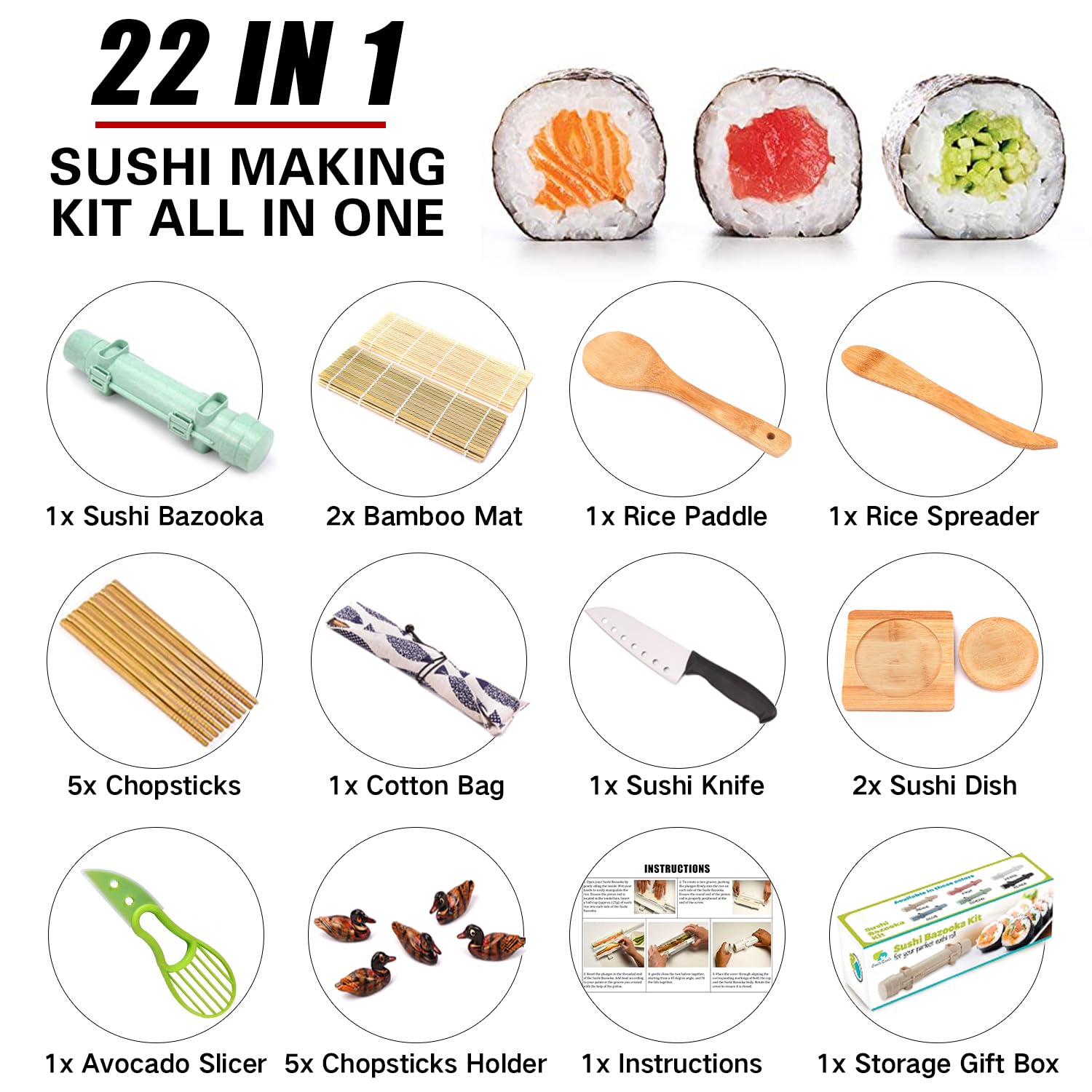 SmileTools bazooka para sushi, enrolla rollos de forma rápida y cómoda, en casa.