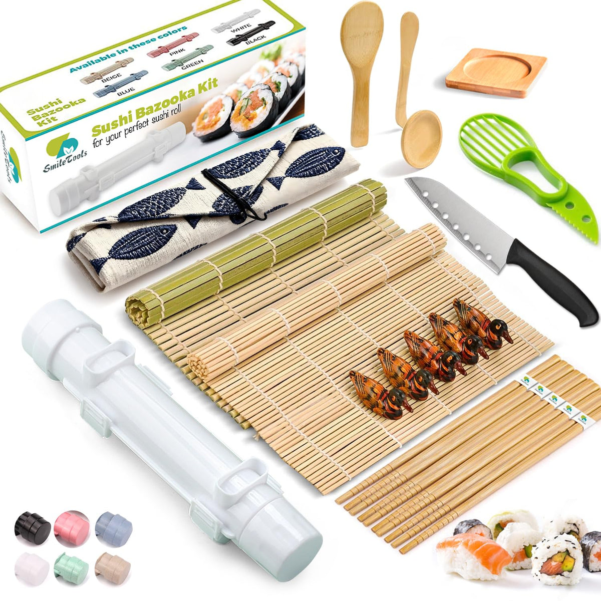 SmileTools kit sushi 22 en 1, visión general para empezar a hacer sushi en casa.