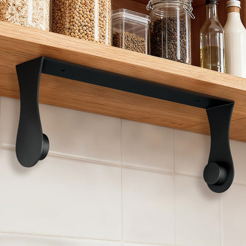 Smipam portarrollos de papel bajo gabinete negro, ahorro de espacio práctico para la cocina.