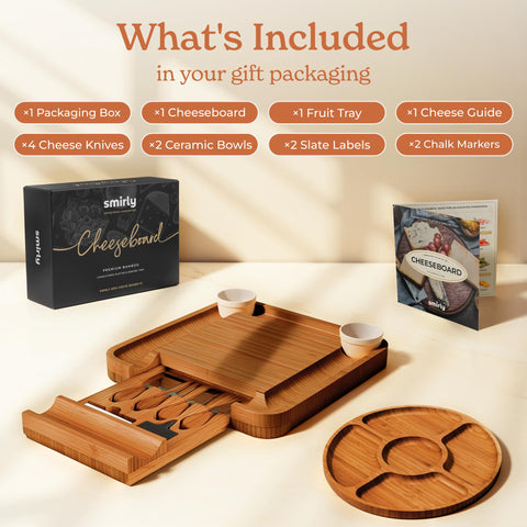 SMIRLY accesorios de queso con ranuras para pan, organizados y listos para servir.