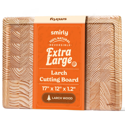 Tabla SMIRLY de alerce con ranura para jugos para evitar derrames