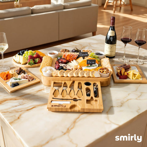 SMIRLY tablero de charcutería diseño no poroso facilita limpieza y durabilidad.