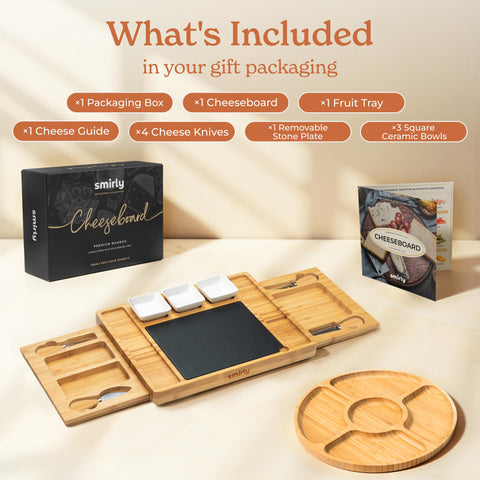 Smirly conjunto charcutería bambú con dos cajones deslizantes para organizar utensilios