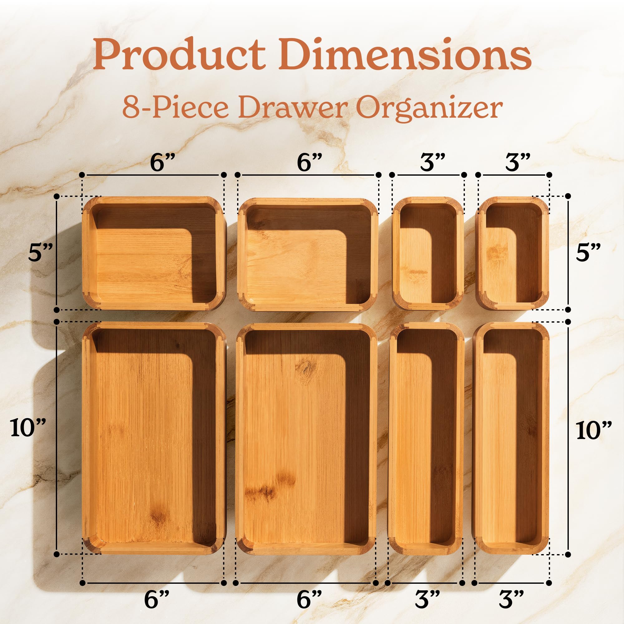 SMIRLY divisores de cajón en bambú modulares para una organización flexible.