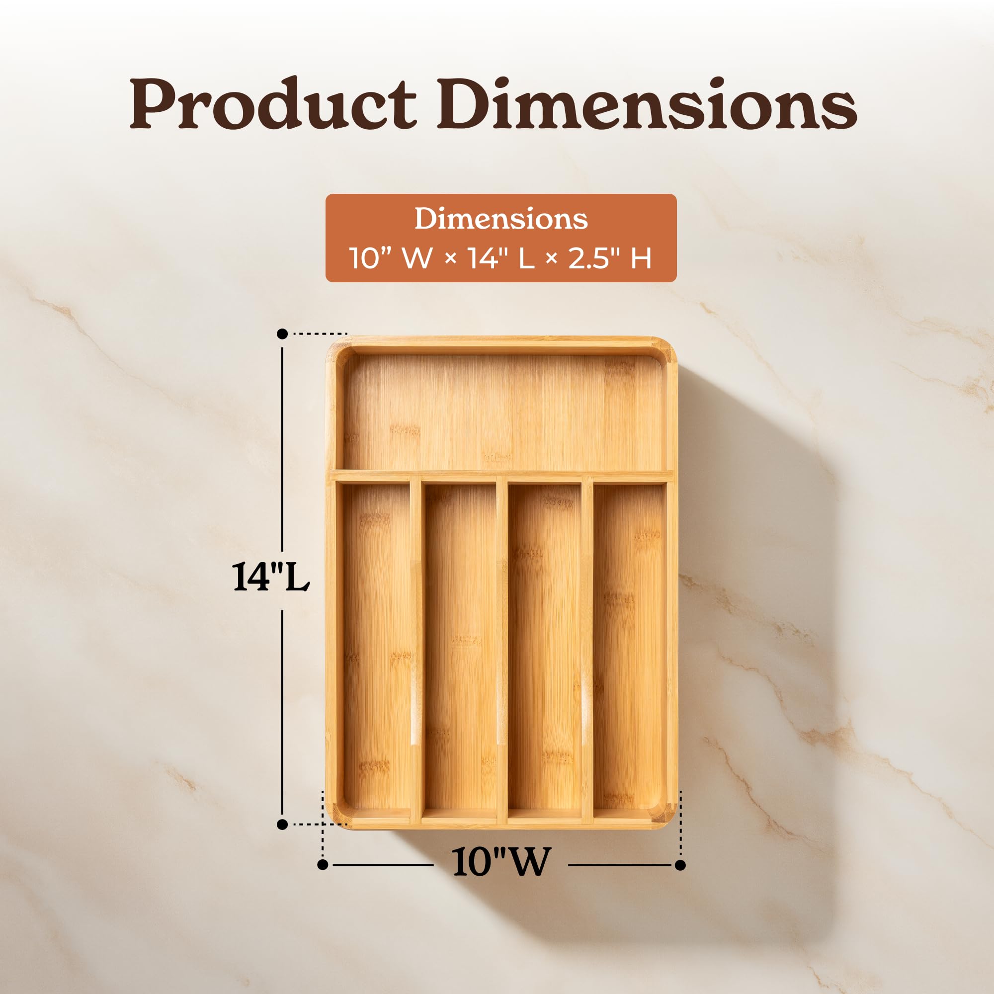 SMIRLY divisores para cajón de cubiertos en bambú, maximiza el espacio y mantiene orden.