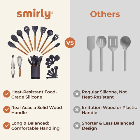 Espátula de silicona SMIRLY con mango de acacia para durabilidad