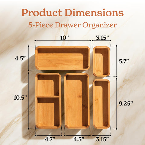 Smirly organizador cajón bambú, duradero, ideal para utensilios.