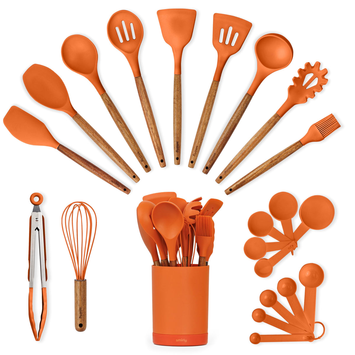 SMIRLY espátula naranja en utensilios de silicona para sartenes antiadherentes