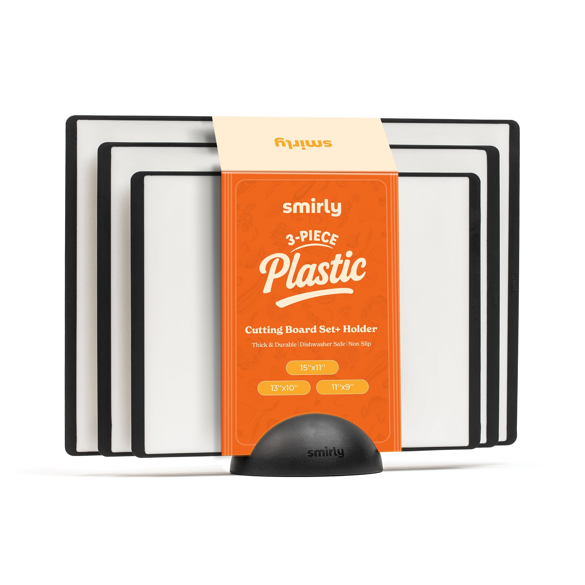 Smirly tabla de cortar plástico, juego de 3, facilita preparación diaria.