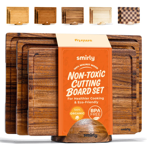 SMIRLY tabla de corte de nogal grande con soporte, estable para cortar y picar