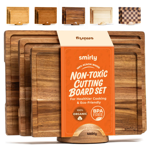 Tablas de corte SMIRLY de bambú con superficie estable para picar y servir.