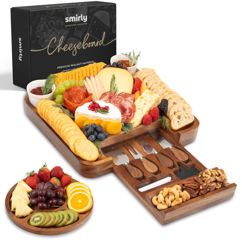 Smirly tableros-charcutería grande en nogal, ideal para reuniones