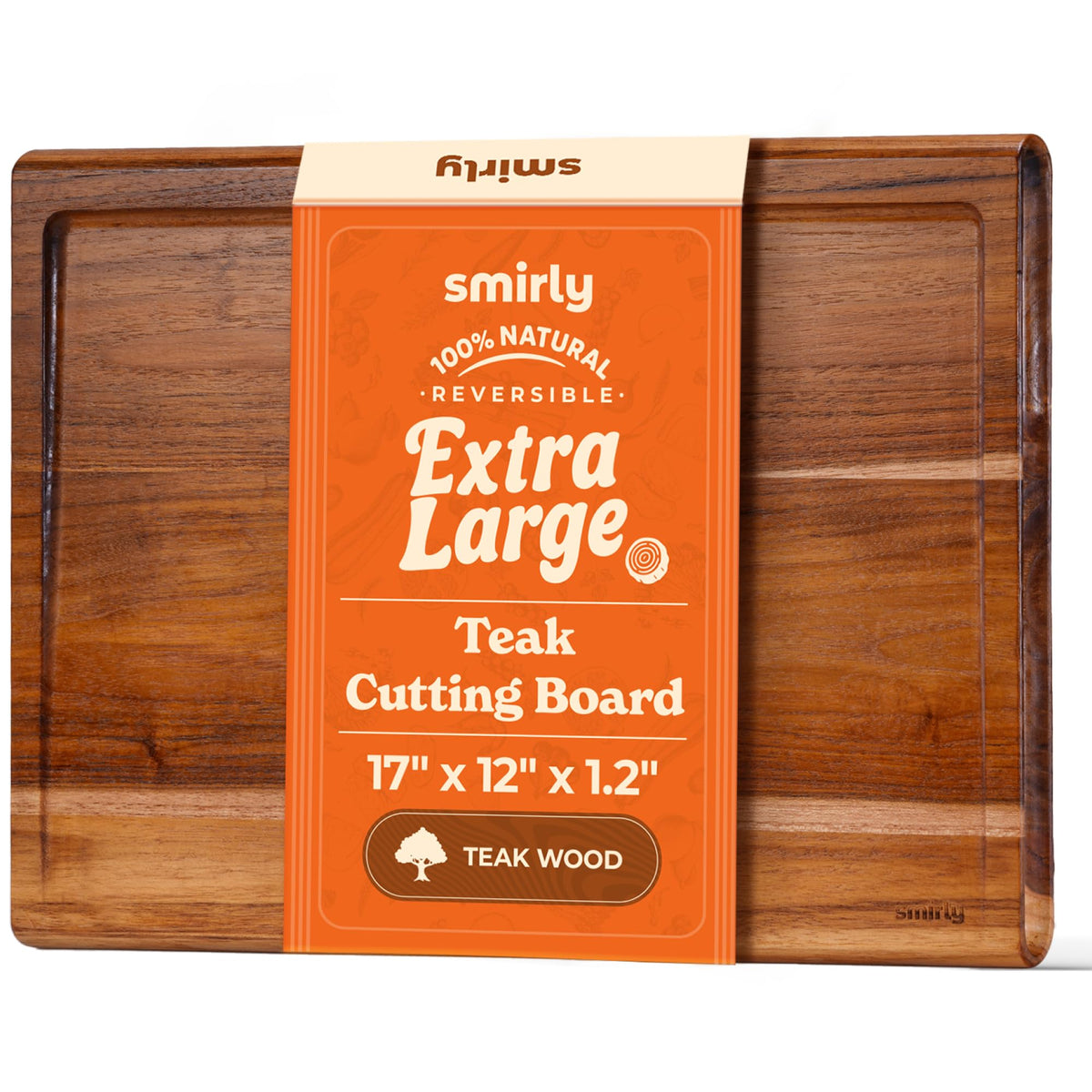 Tabla SMIRLY de teca: superficie estable para cortar y preparar ingredientes.