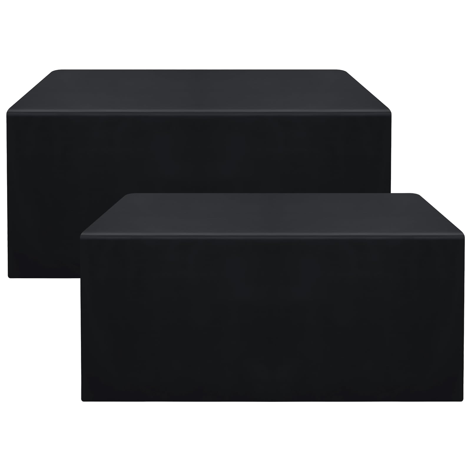 Mantel ajustado Smiry negro para mesa rectangular 72x30, ideal para ferias y presentaciones limpias