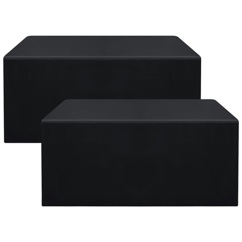 Mantel ajustado Smiry negro para mesa rectangular 72x30, ideal para ferias y presentaciones limpias
