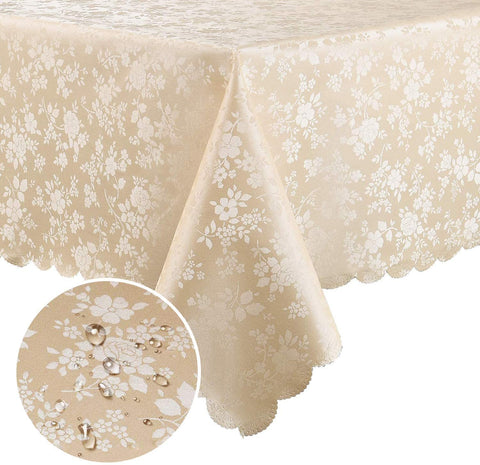 Smiry funda de mesa rectangular impermeable 60x84 pulgadas, beige, ideal para uso diario.
