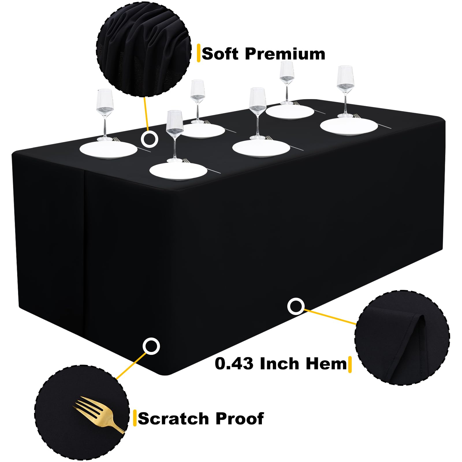 Mantel Smiry negro 72x30, lavado fácil y mantenimiento sencillo