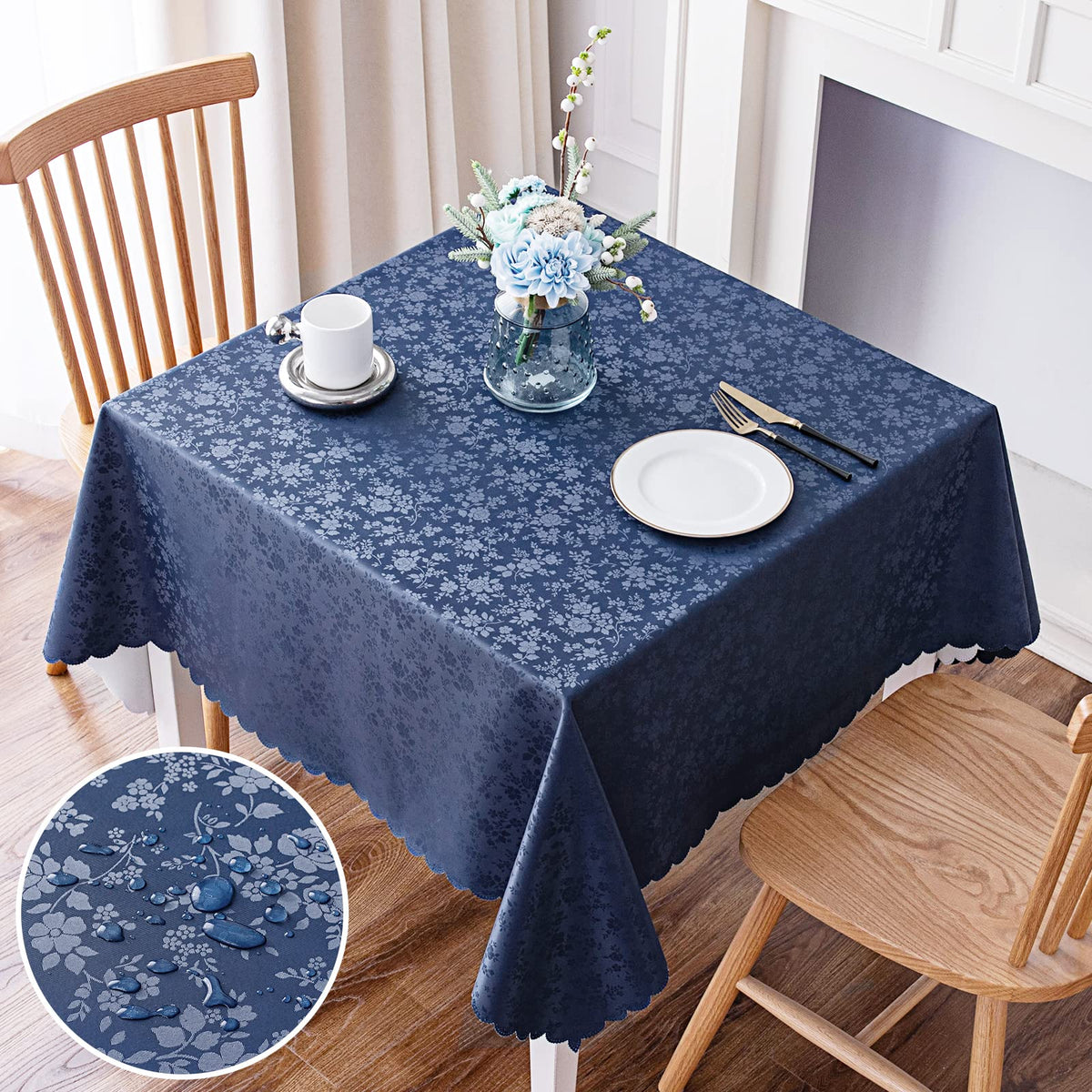 Mantel Smiry cuadrado azul marino 54x54, ideal para mesas elegantes.