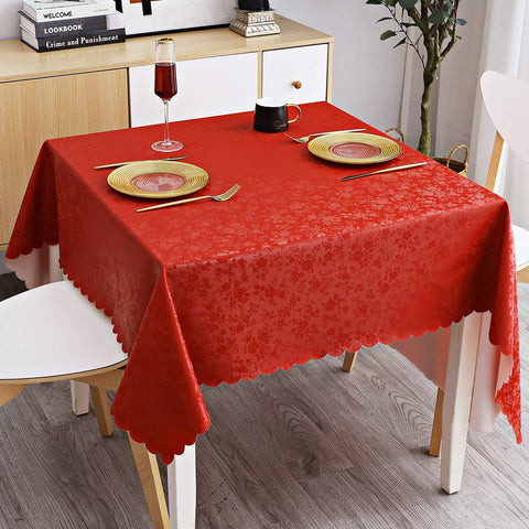 Mantel Smiry cuadrado impermeable en rojo, protege la mesa.