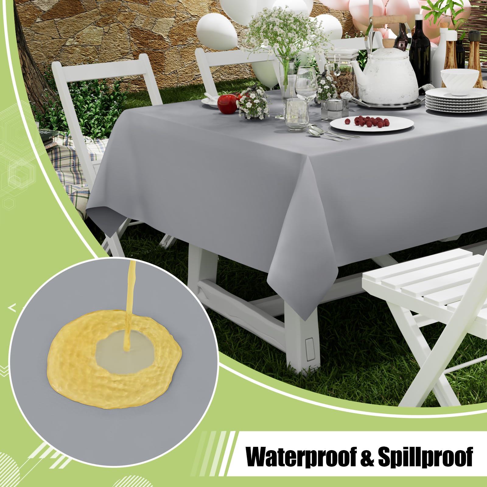 Smiry mantel PEVA duradero 54x108 gris color vibrante para eventos