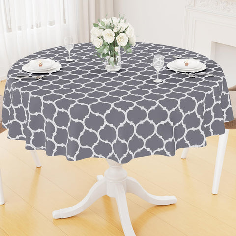 Smiry mantel plástico redondo gris, 60 pulgadas, protege la mesa y añade estilo.