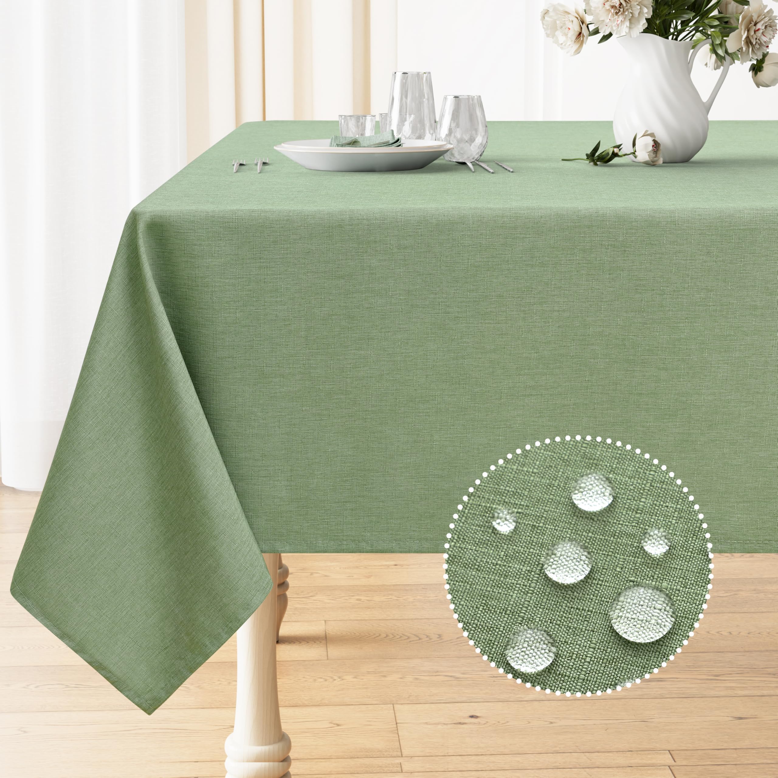 Mantel rectangular Smiry con textura de lino para proteger la mesa con estilo.