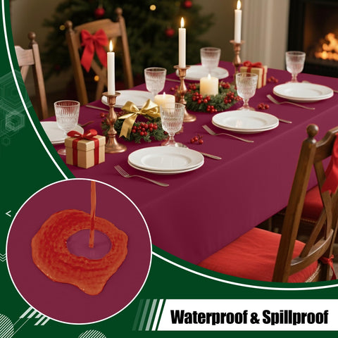 Smiry mantel rectangular rojo vino impermeable para proteger la mesa.