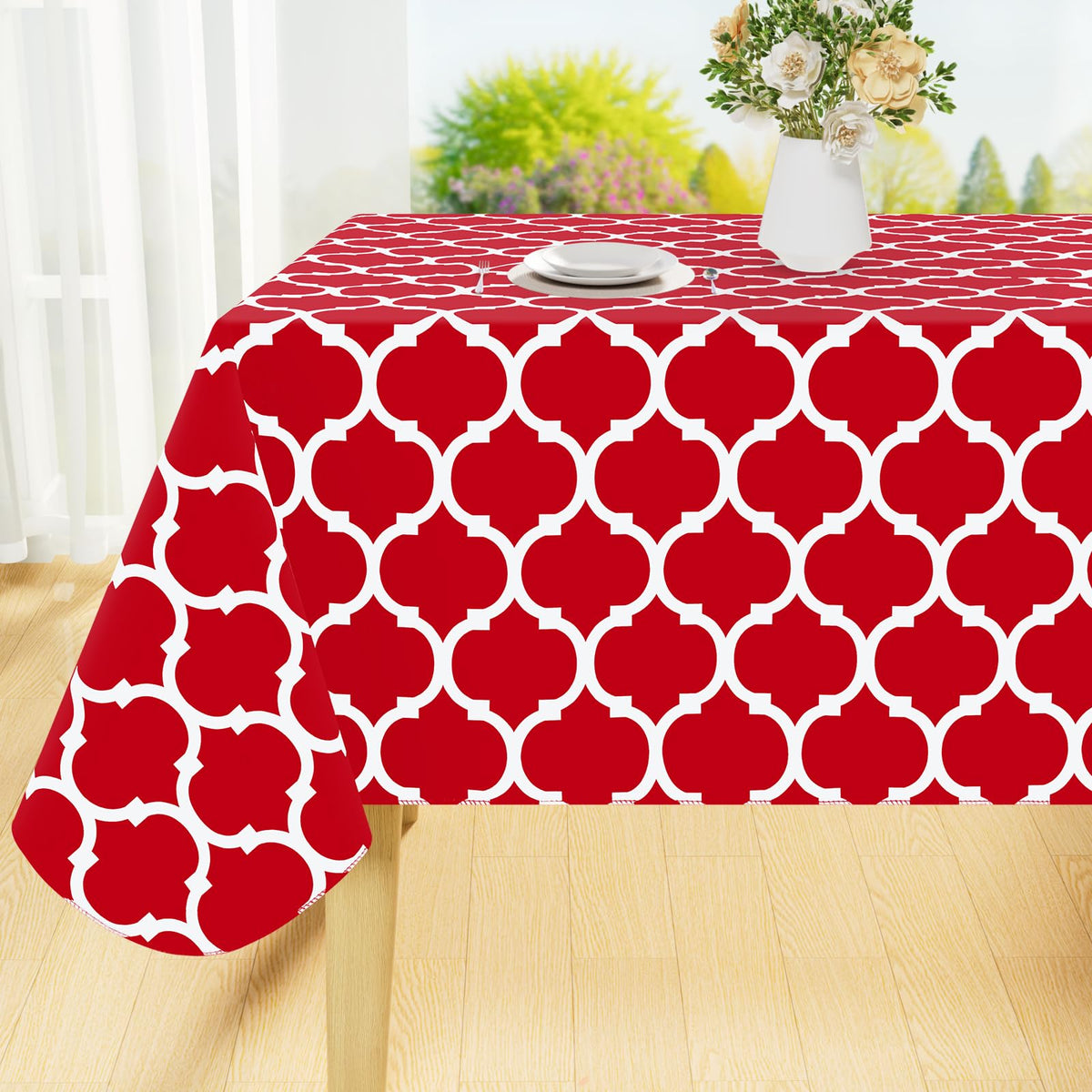 Smiry mantel rectangular de vinilo impermeable con franela protege la mesa de derrames y manchas.