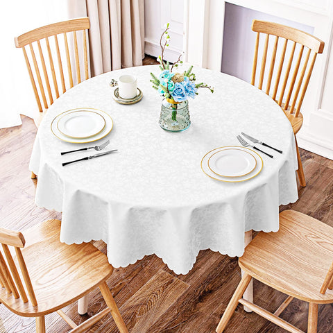 Smiry mantel con relieve floral y borde festoneado para cena elegante.