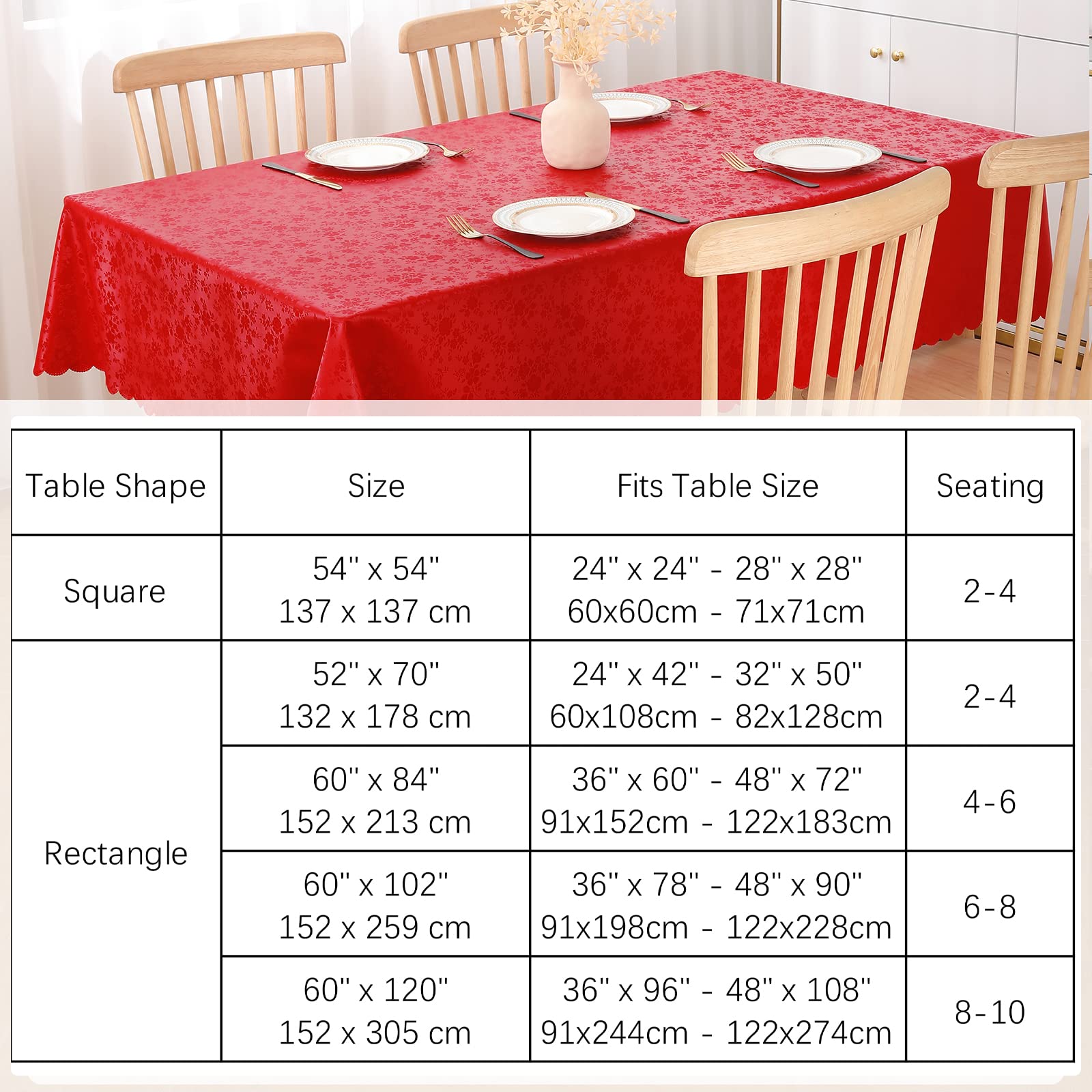 Mantel Smiry de 60x102 pulgadas para comedor, caída bonita