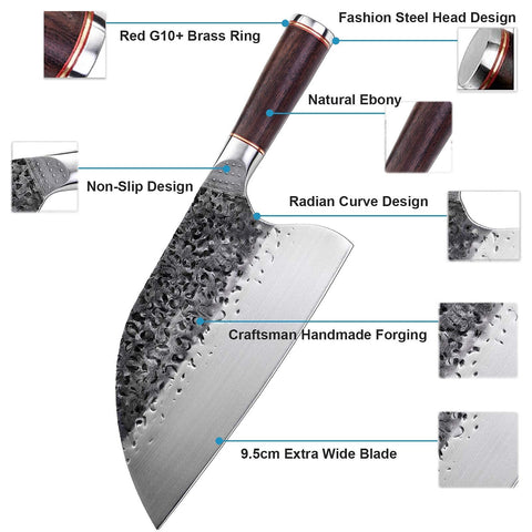 Smith Chu cuchillo serbio, espiga completa para mayor durabilidad y equilibrio.