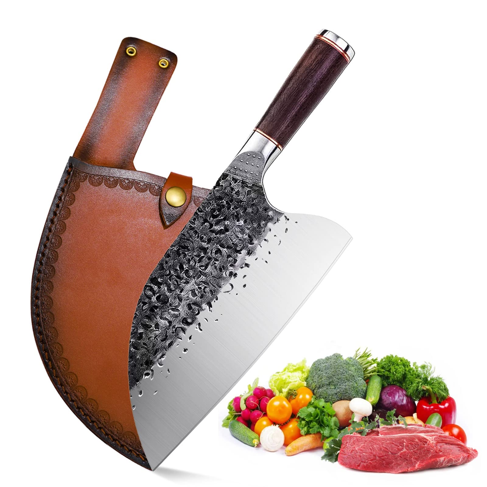 Smith Chu cuchillo carnicero forjado, hoja afilada para cortes precisos de carne.