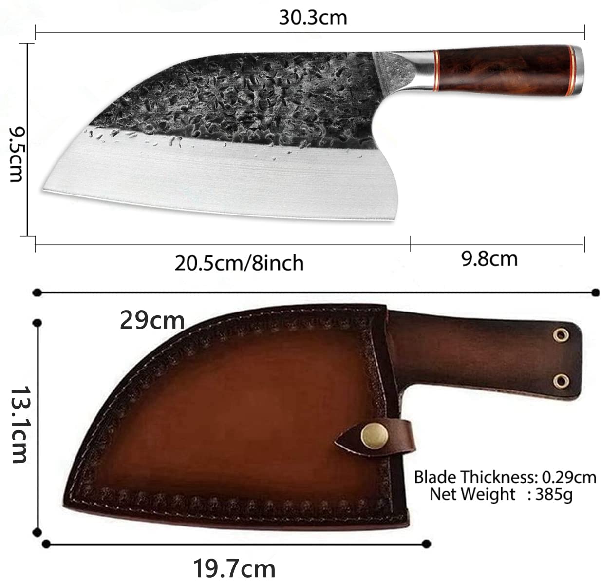 Smith Chu cuchillo forjado, mango de madera ergonómico para agarre cómodo.