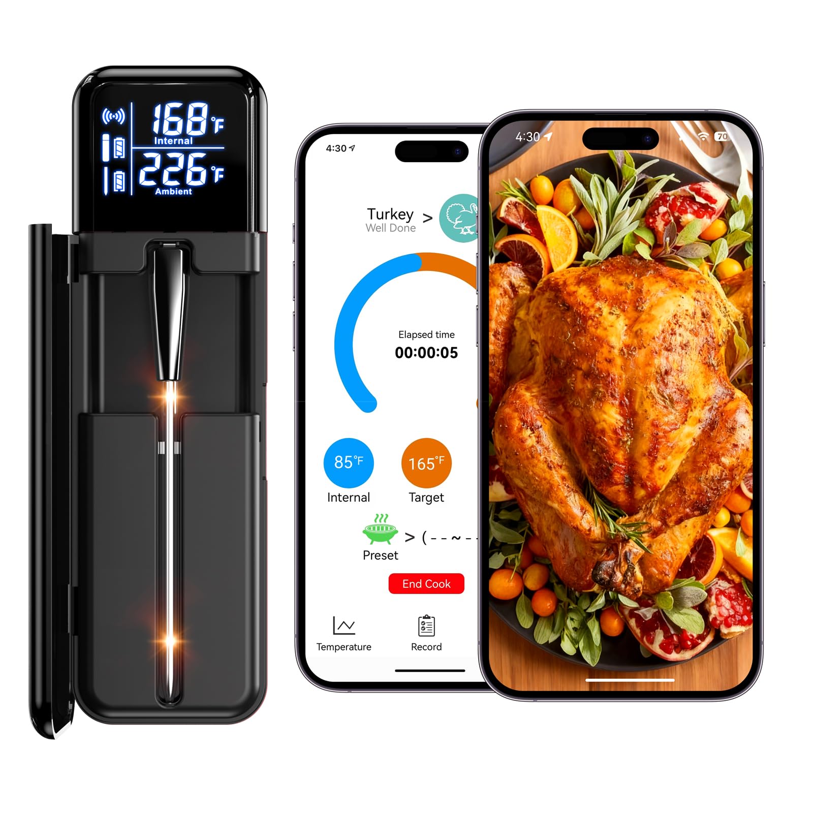 SMNQIUA termómetro de carne inalámbrico con pantalla LCD para lectura rápida