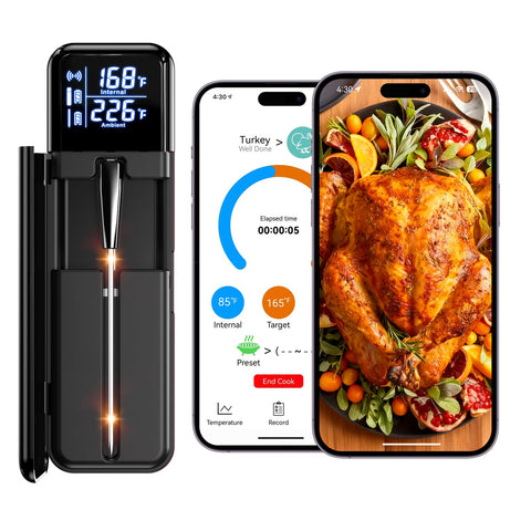 SMNQIUA termómetro de carne inalámbrico con pantalla LCD para lectura rápida