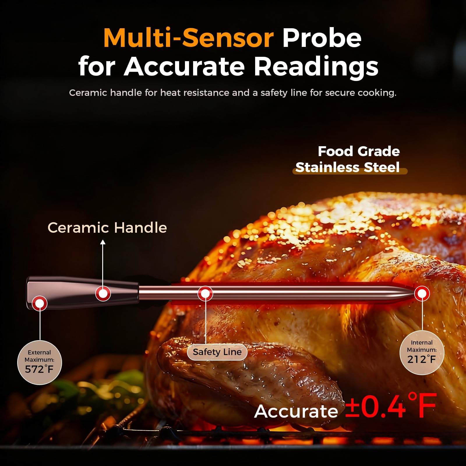 SMNQIUA sonda ceramica resistente al calor para carnes