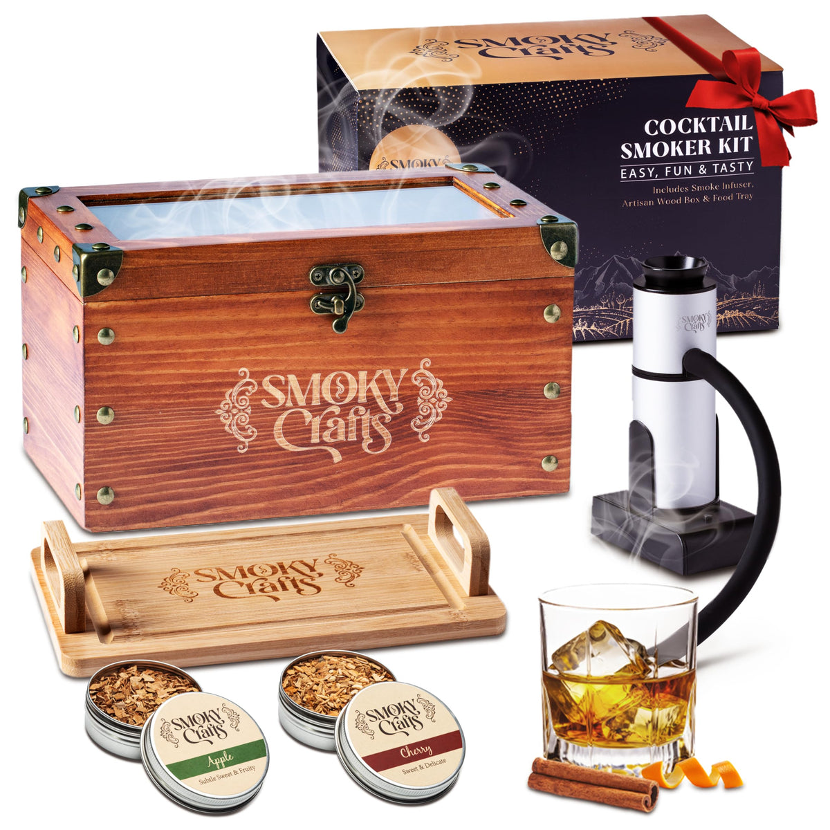 Smoky Crafts kit de ahumado Old Fashioned: caja de ahumar para cócteles con sabor ahumado.