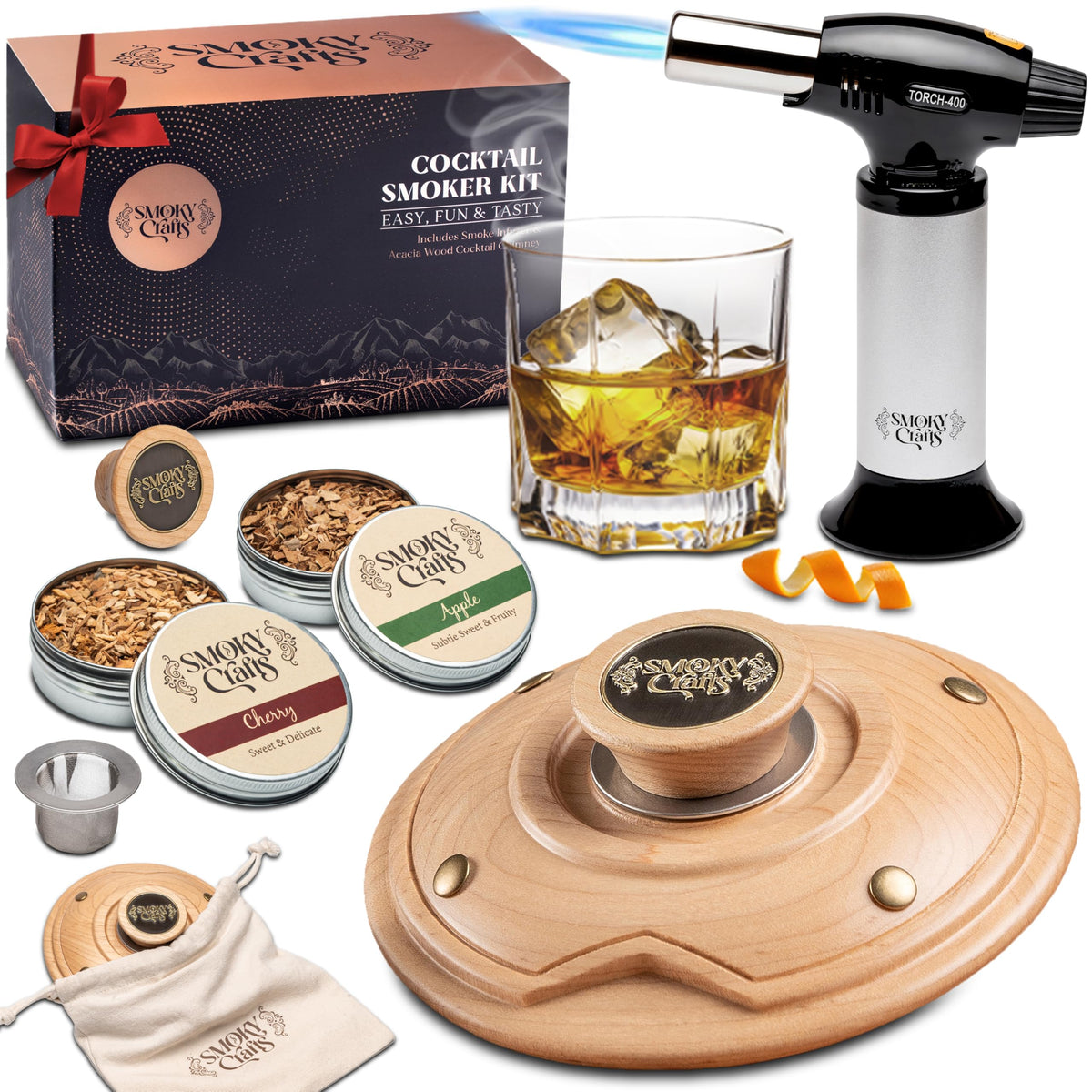 Smoky Crafts kit fumador de cócteles con tapa en forma de platillo volador, diseño innovador para casa.