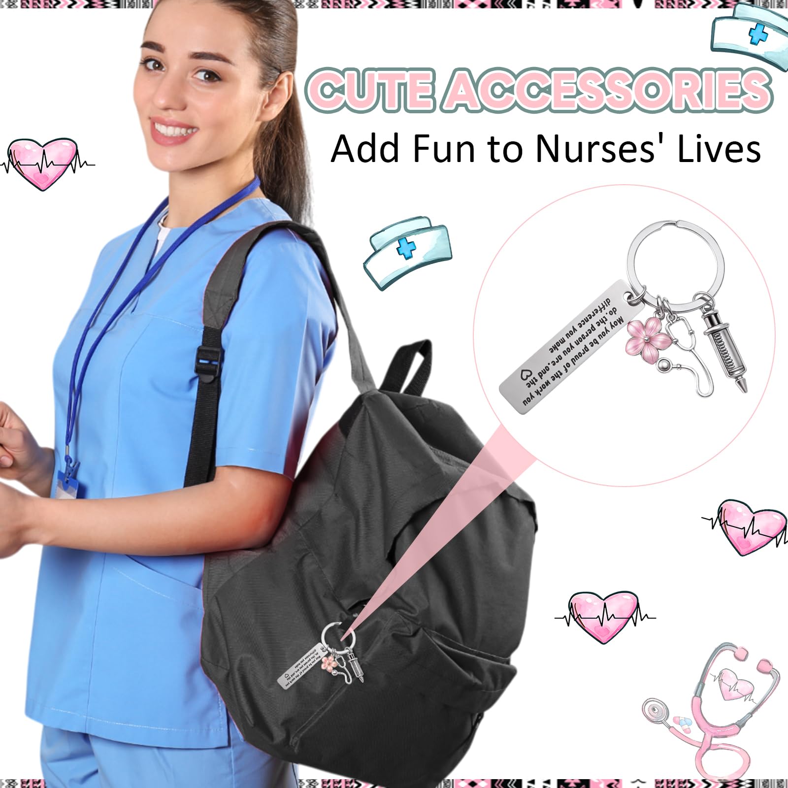 SmoothNovelty llavero para enfermería, accesorio duradero para llaves y tarjetas.
