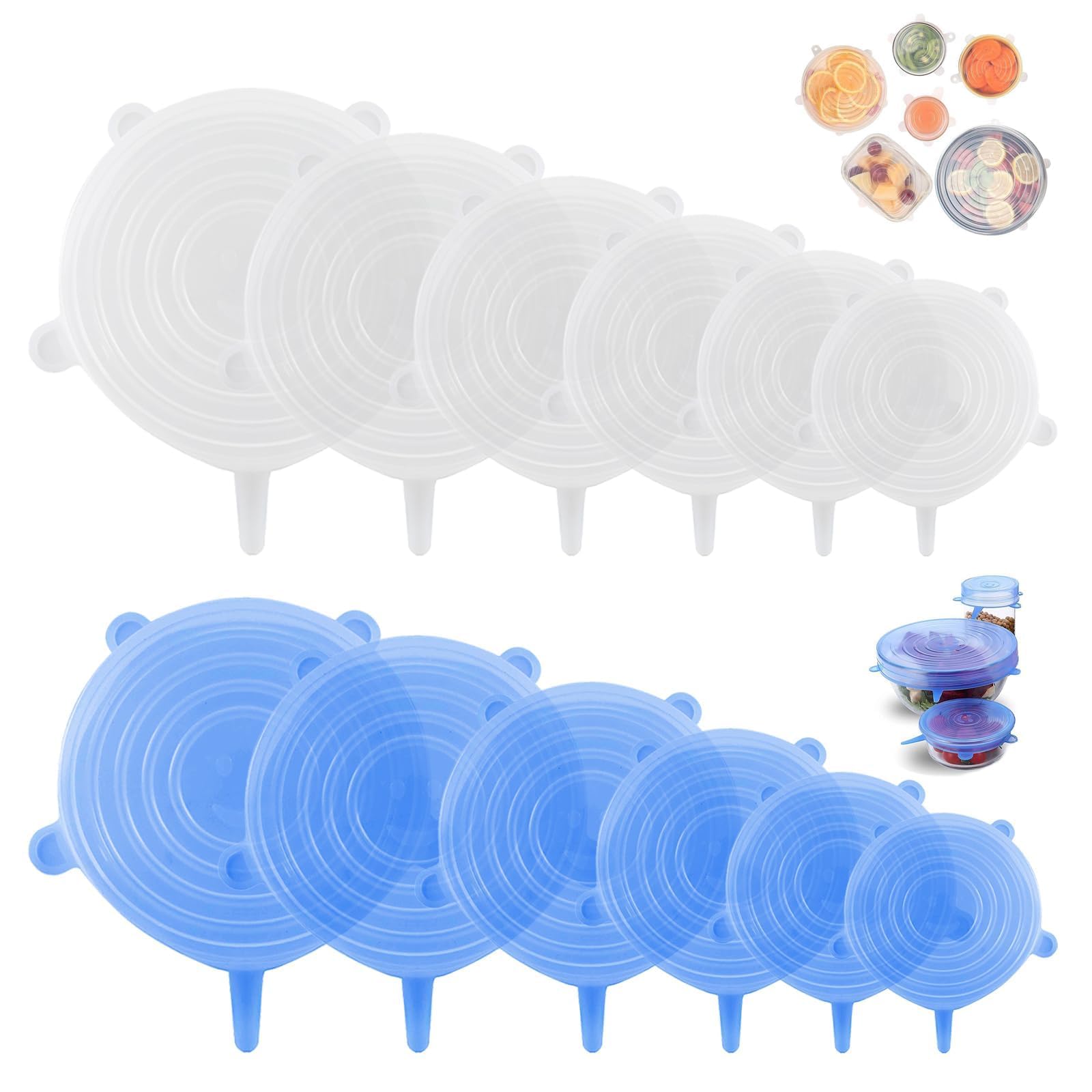 Smrtcol tapa silicona 2-6 pulgadas con sellado para recipientes pequeños.