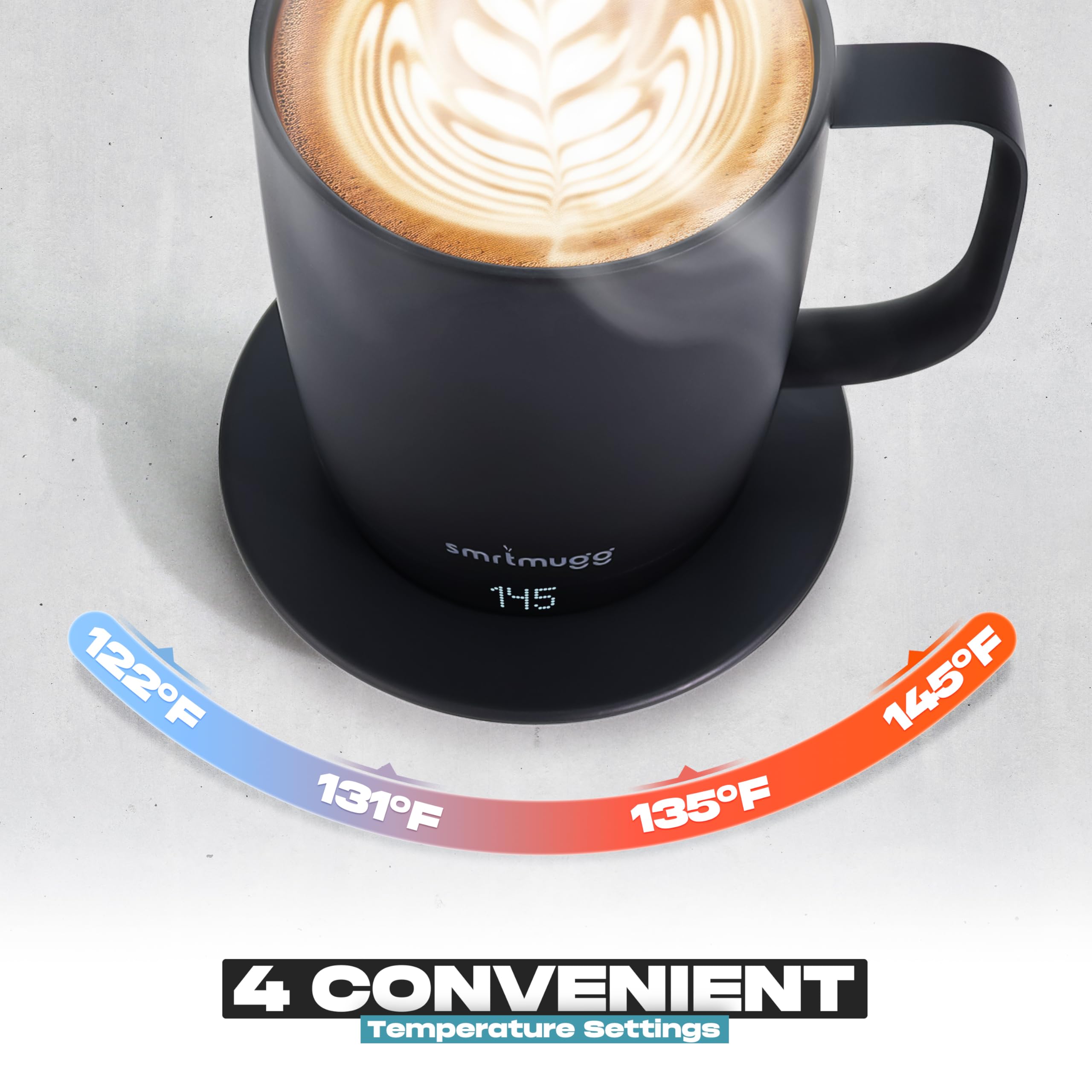 SmrtMugg Pro ajuste de temperatura para preservar aroma y sabor en cada sorbo.