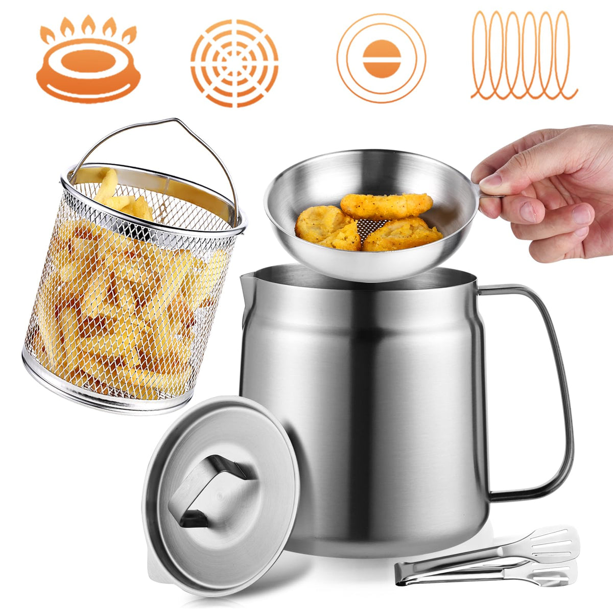 Smwmwon olla filtradora de aceite 2 en 1 para camping, verter con control