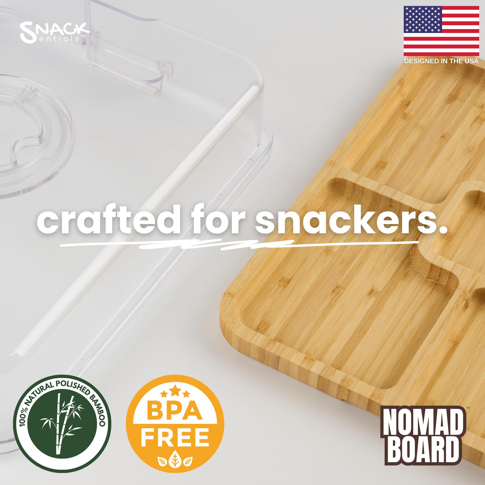 Diseño versátil de Snacksentials para sushi, postres y snacks.