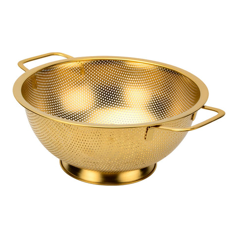 Snailhouse colador 3 Qt dorado con asa drenante para drenaje rápido.