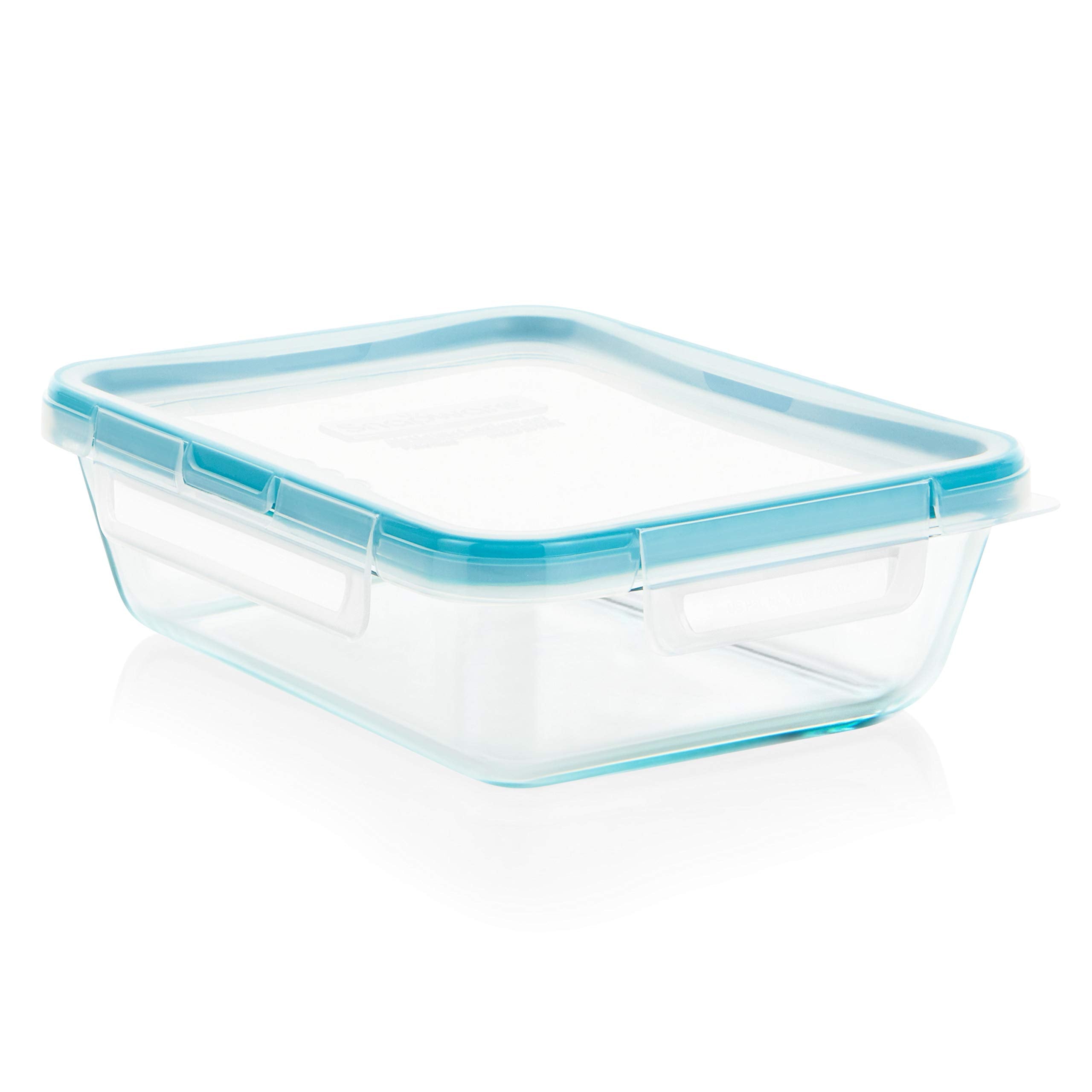 Snapware 6 tazas vidrio rectangular con tapa hermética, almacenamiento seguro.